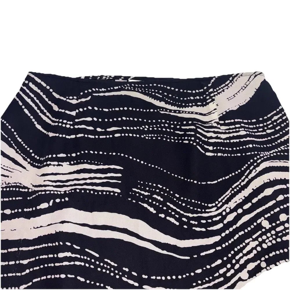 Talbots Skirt Black/Cream Aquatic Look Print 100% Pure Silk Classy Sz 8 Knee L - Picture 5 of 9